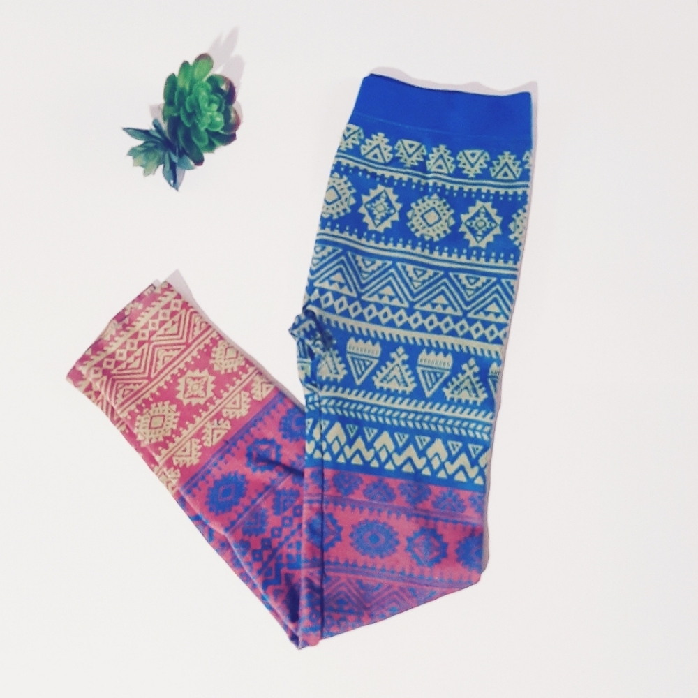 Neon Yoga Pants Aztec Design Leggings